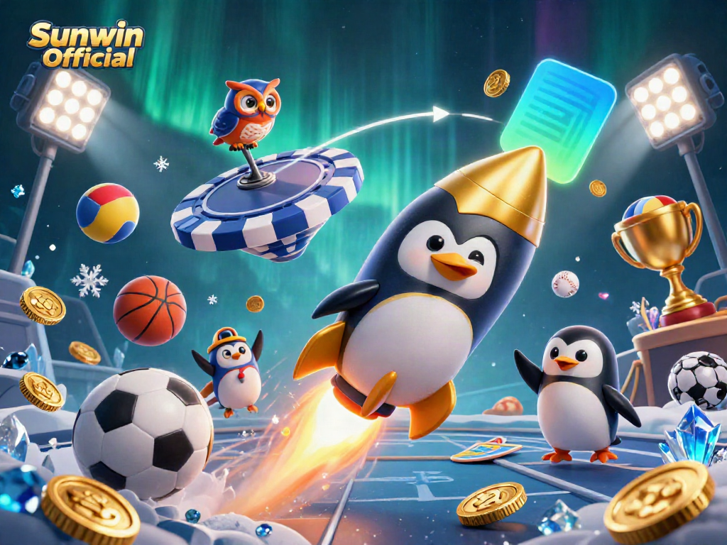 Experience thrilling gaming with Sunwin Official, showcasing dynamic characters in a vibrant casino universe.