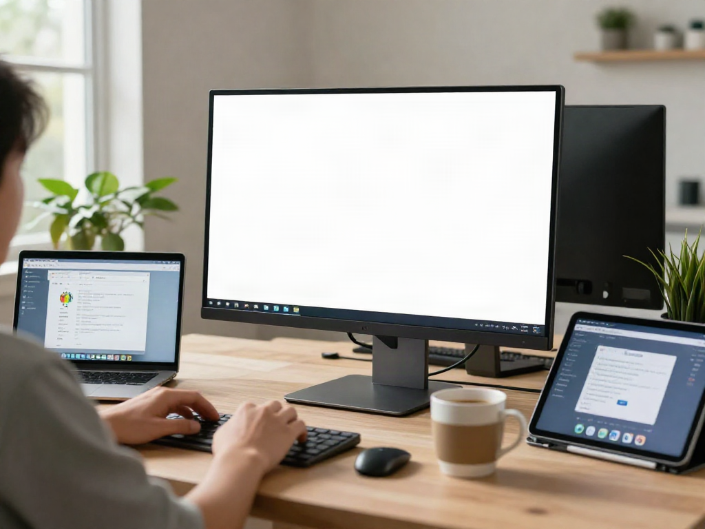 Pikashow for Windows showcased on a large monitor in a cozy home office setup with emulators displayed.